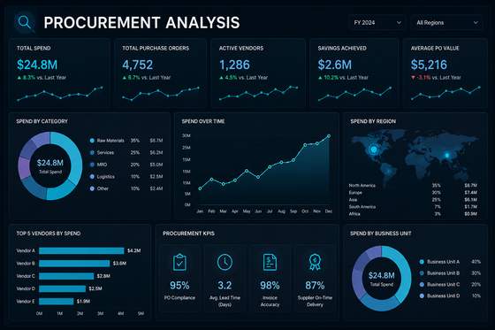Procurement Analysis Power BI dashboard mockup